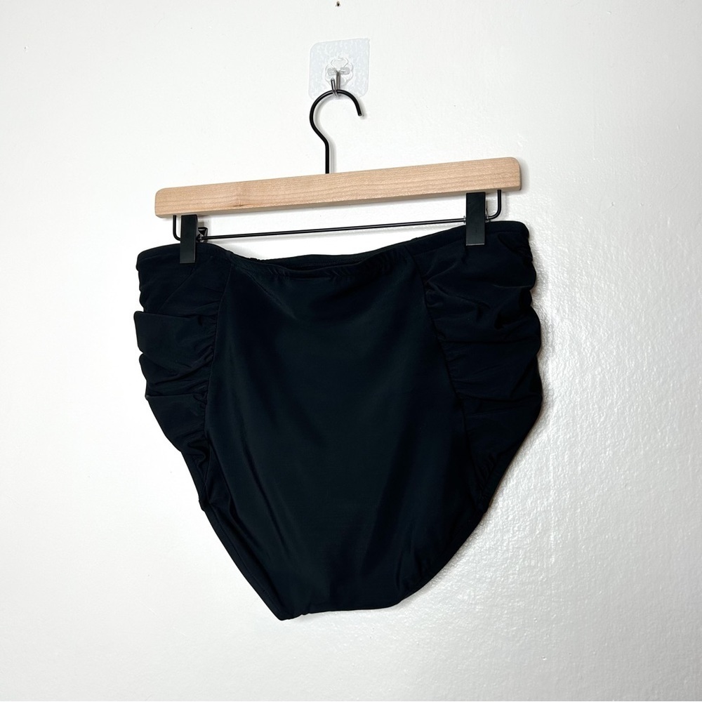 Aqua Green Black‎ Ruched Side Swimsuit Bottoms Large L - Picture 4 of 7